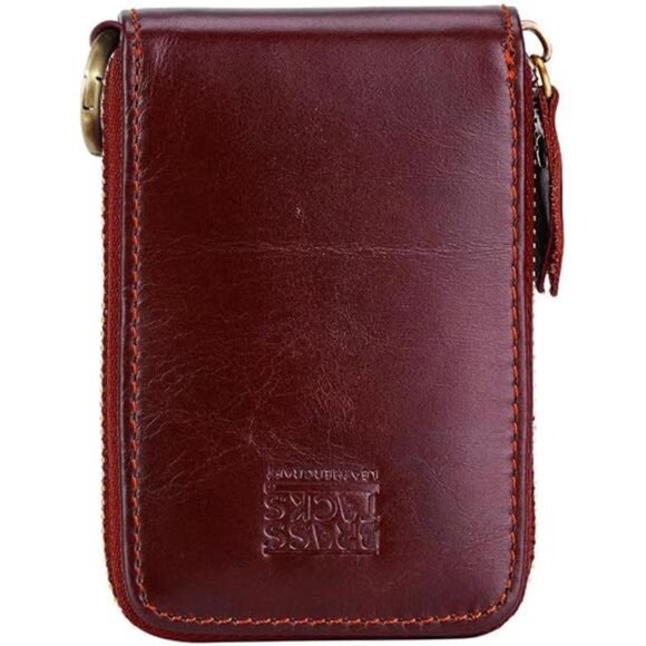 Vintage Full Top Grain Leather Wallet RFID Blocking Multi Card Case with Zipper - Picture 1 of 6